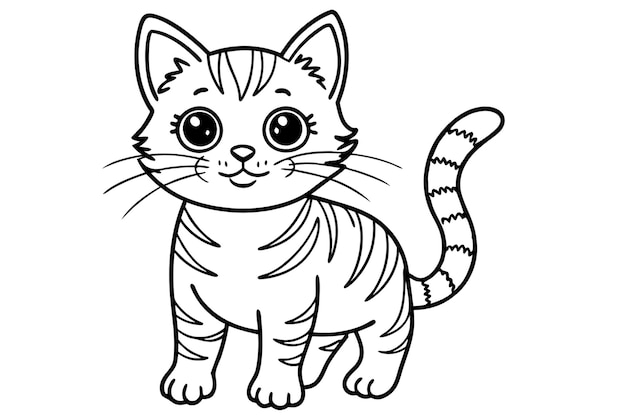 un dibujo de un gato con cola rayada