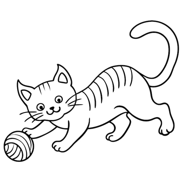un dibujo de un gato con una cola a rayas y la palabra gato en él