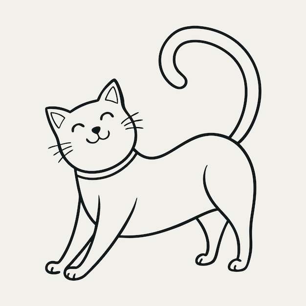 un dibujo de un gato con una larga cola