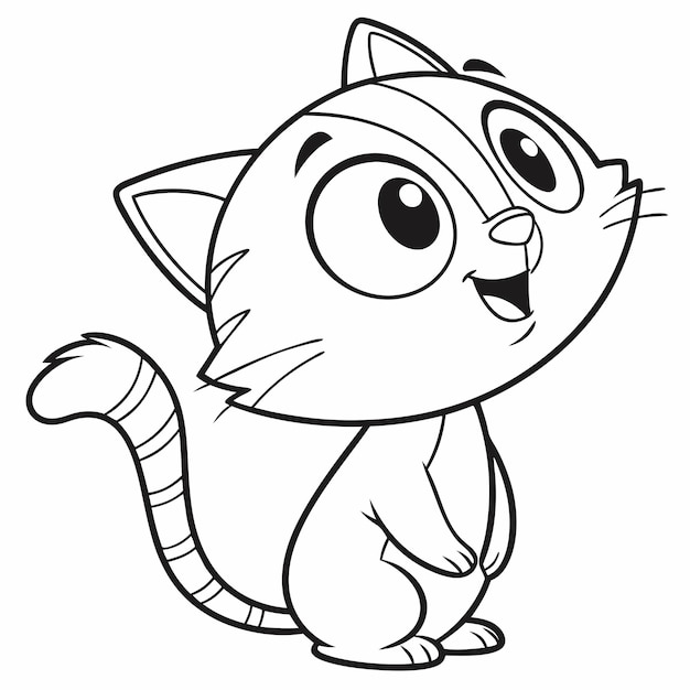 un dibujo de un gato con ojos grandes y una boca grande