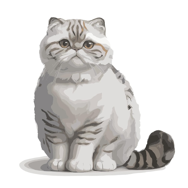 Dibujo de gato plegado escocés con características editables Ilustración vectorial