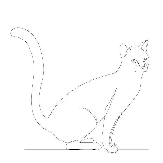 Dibujo de gato en un vector aislado de línea continua