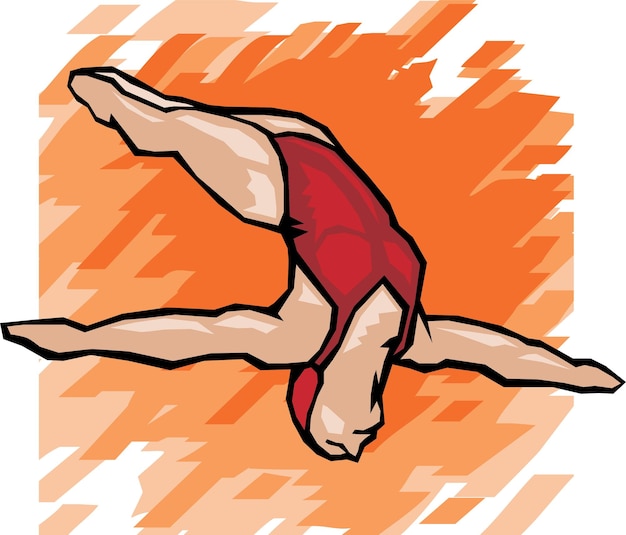 Un dibujo de una gimnasta haciendo un split.