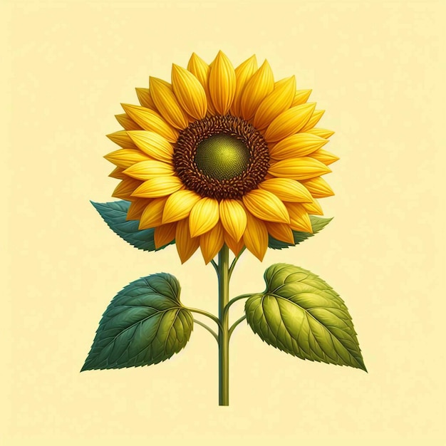 Vector un dibujo de un girasol con una mancha verde en la parte superior