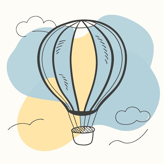 un dibujo de un globo de aire caliente con las palabras " globo " en él