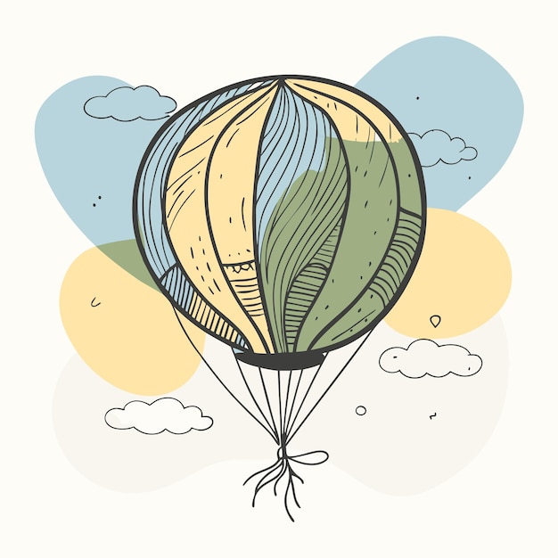 un dibujo de un globo de aire caliente con las palabras "libre" en él