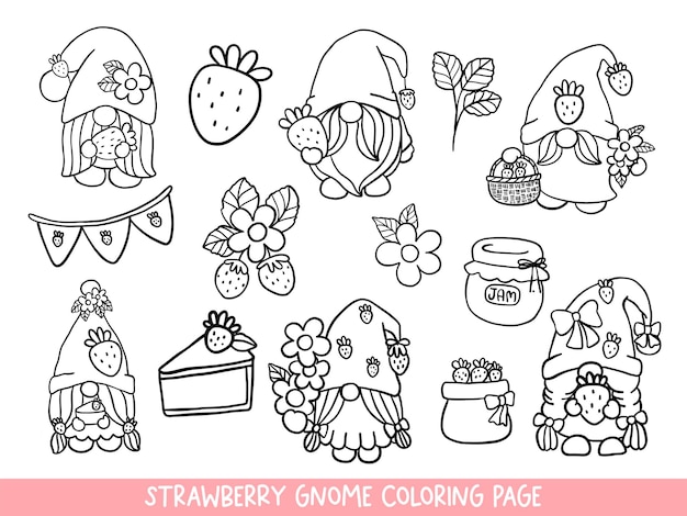 Dibujo de gnomos de fresa para colorear