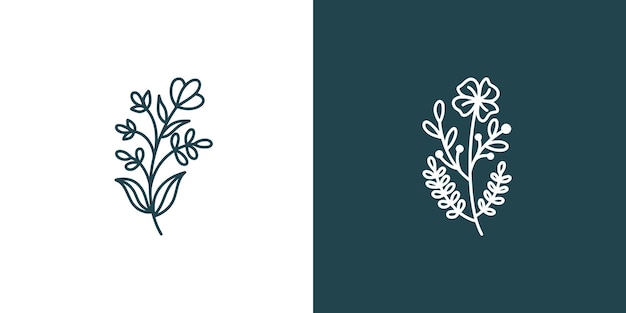 dibujo gráfico de flores y botánicas diseño de tatuajes pequeños de moda elementos florales vector