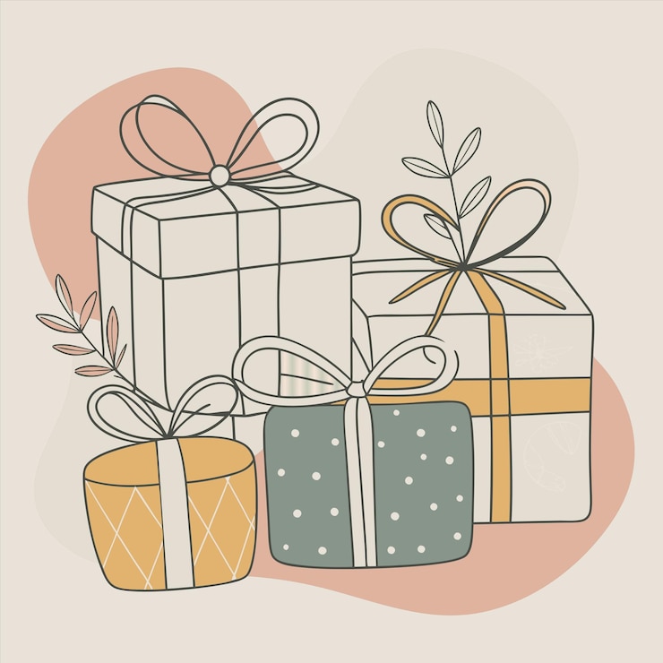 Vector un dibujo de un grupo de cajas con una cinta a su alrededor