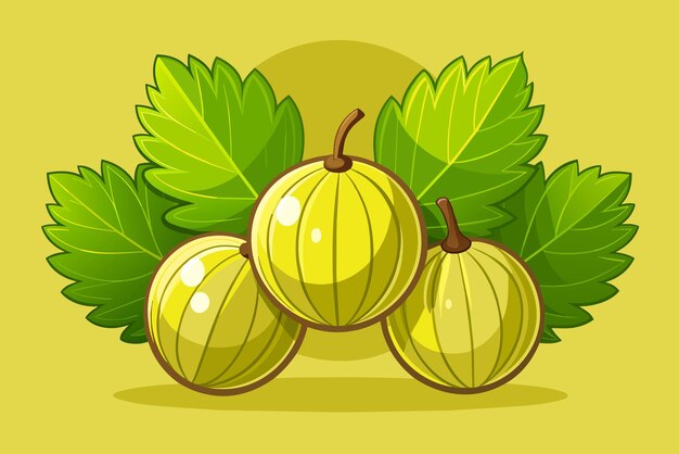 un dibujo de un grupo de frutas con un fondo amarillo