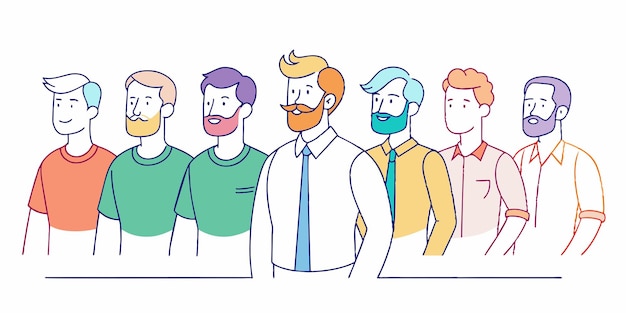 un dibujo de un grupo de personas con un hombre en una camisa verde