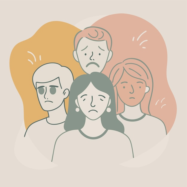 un dibujo de un grupo de personas con la palabra " cara "