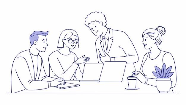 un dibujo de un grupo de personas sentadas en una mesa con uno que dice el otro