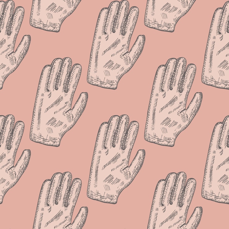 Vector dibujo de guante de fútbol de patrones sin fisuras elemento vintage de portero en estilo dibujado a mano