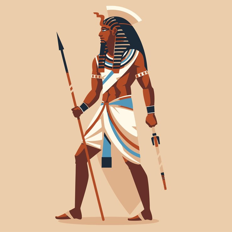 Vector un dibujo de un guerrero con una espada y una espada