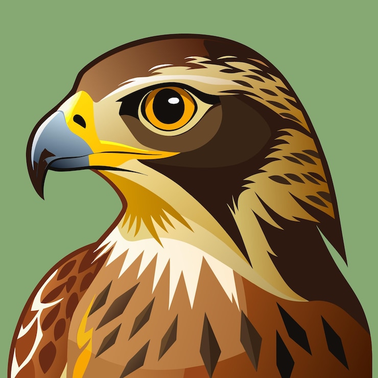 Vector un dibujo de un halcón con un fondo verde