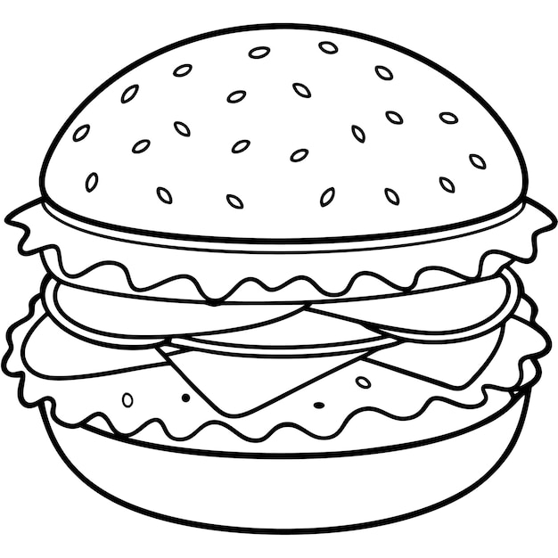 un dibujo de una hamburguesa con un dibujado de una Hamburguesa en él