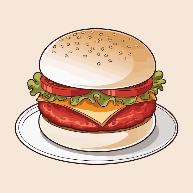 un dibujo de una hamburguesa con una hamburguesa encima