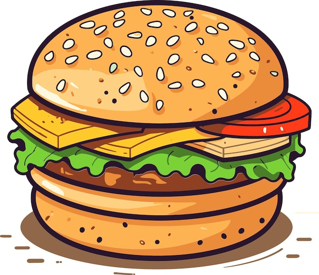 un dibujo de una hamburguesa con una hamburguesa encima