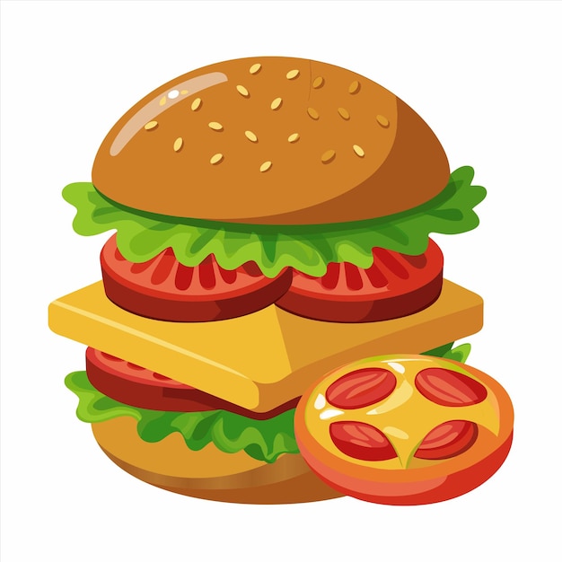 un dibujo de una hamburguesa y hamburguesa con una imagen de una hamburger en él