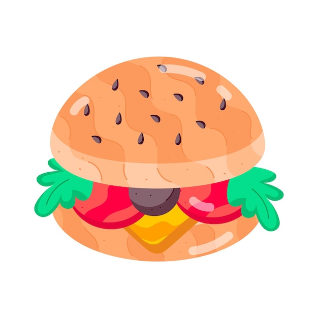 Vector un dibujo de una hamburguesa con una hoja verde en él