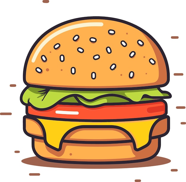un dibujo de una hamburguesa con una imagen de una hamburger en él