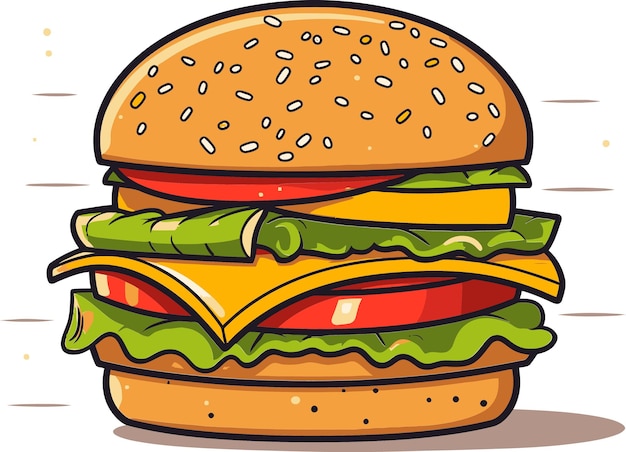 un dibujo de una hamburguesa con una imagen de una hamburger en él