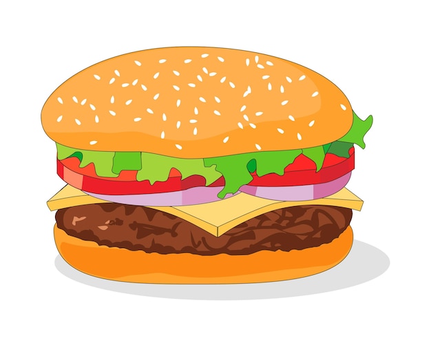 un dibujo de una hamburguesa con una imagen de una hamburguesa