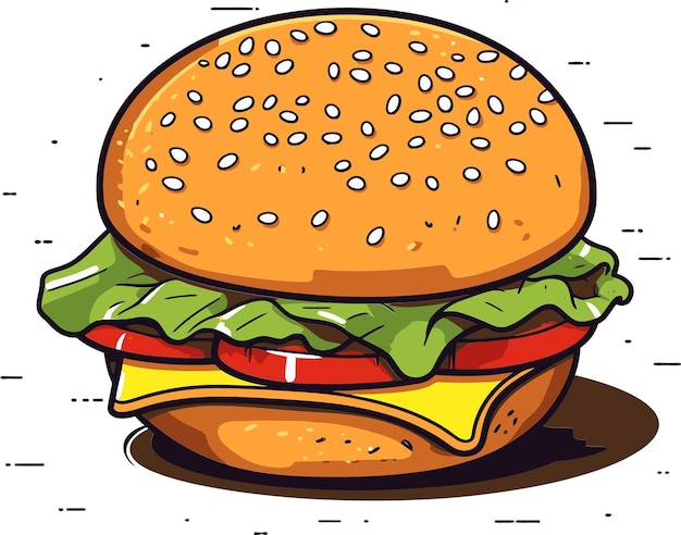 un dibujo de una hamburguesa con una imagen de una hamburguesa