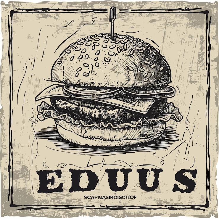 Vector un dibujo de una hamburguesa con la palabra citas en él