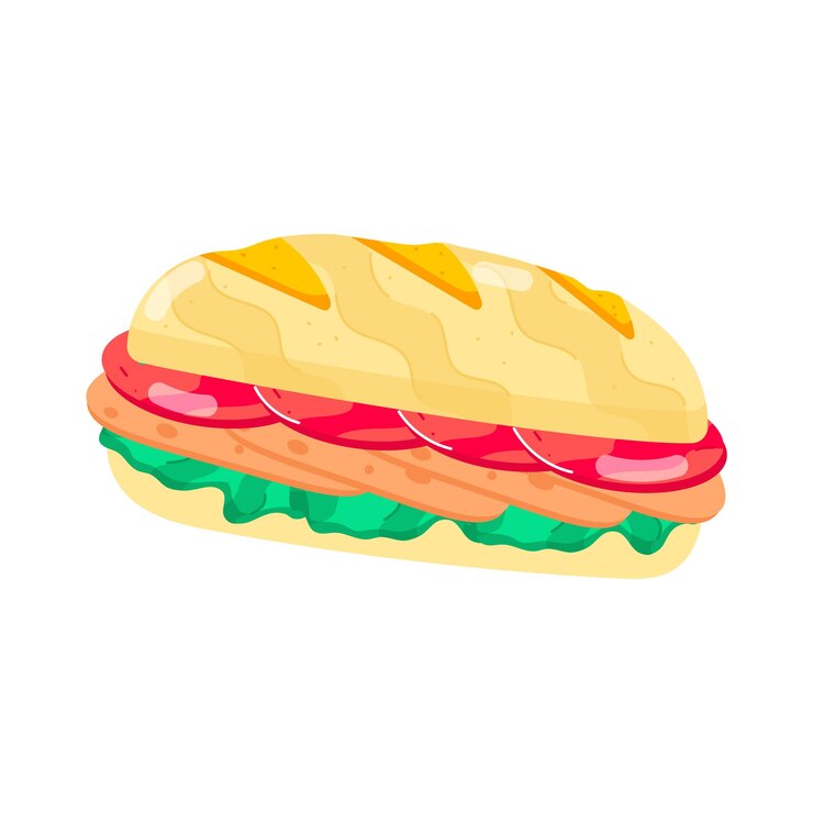 Vector un dibujo de una hamburguesa con una tapa amarilla y verde