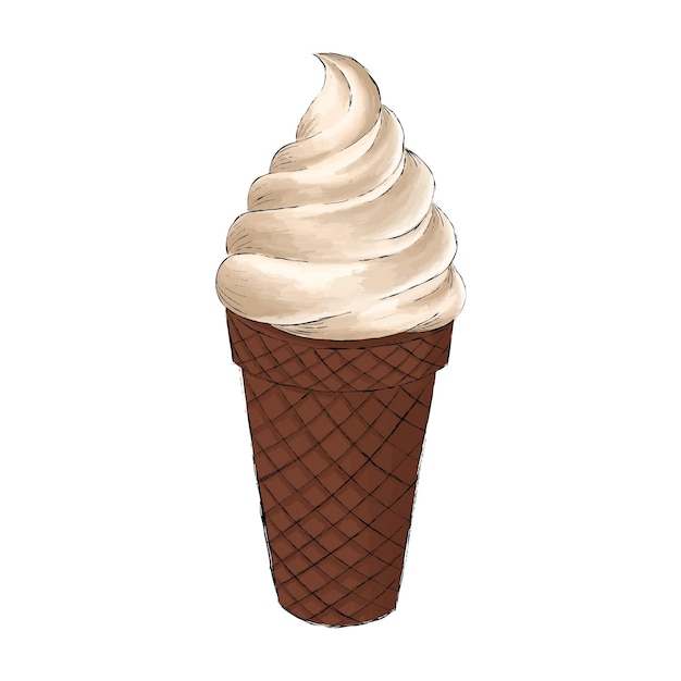 Dibujo de helado de color vector dibujado a mano