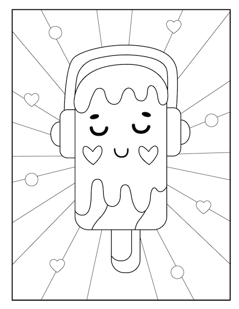 Dibujo de helado kawaii para colorear