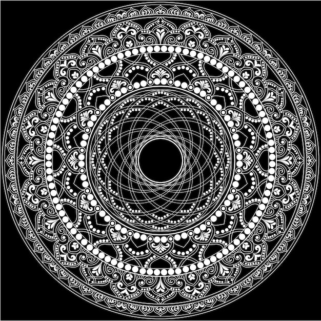 Dibujo de henna Mehndi patrón circular de mandala para decoración de tatuaje cartel o pintura de producto de primera calidad