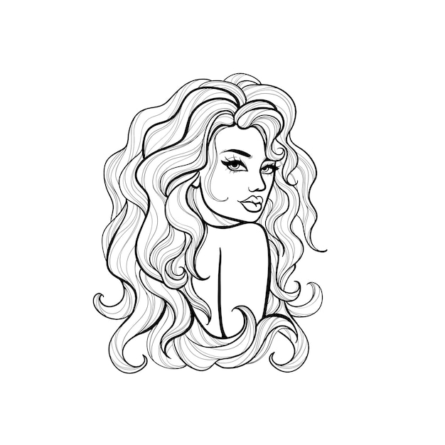 dibujo de una hermosa chica con un contorno en el vector, libro para colorear, maquillaje del día de todos los santos, día del th