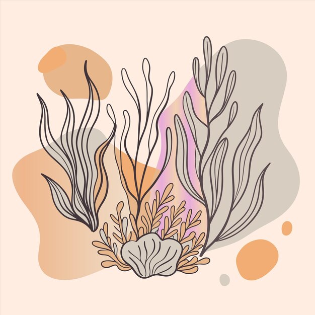 un dibujo de una hierba marina y las algas