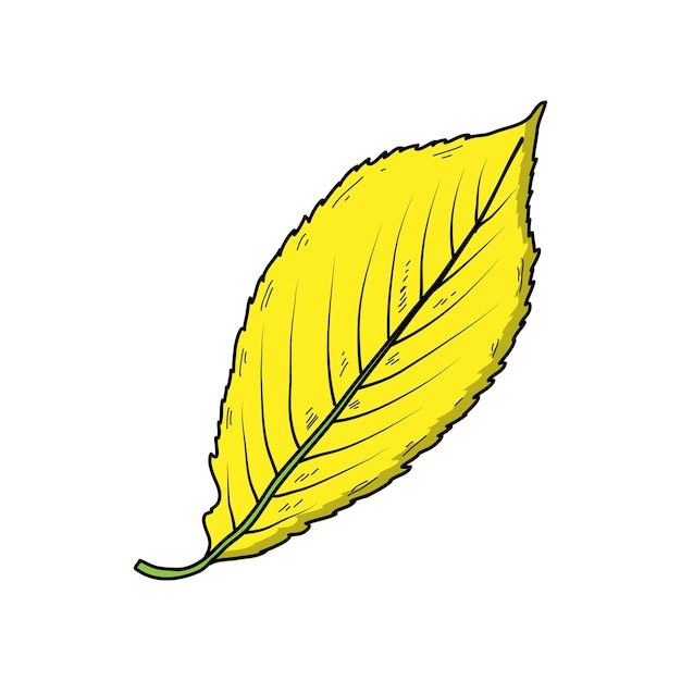 un dibujo de una hoja amarilla que tiene una pluma amarilla en él