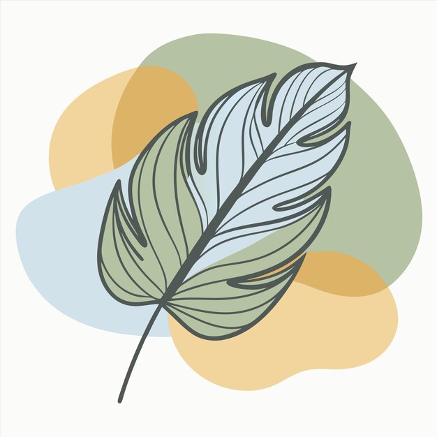 un dibujo de una hoja con un círculo verde y naranja en el medio