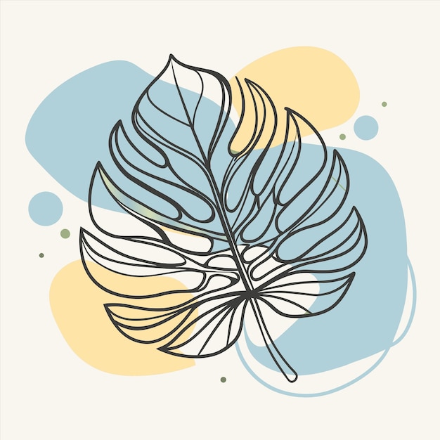 un dibujo de una hoja con una flor amarilla en el medio
