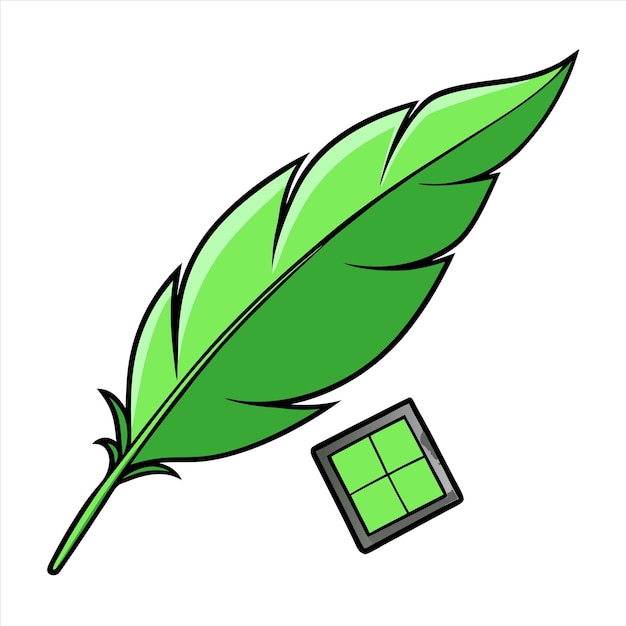 un dibujo de una hoja verde con un cuadrado en ella