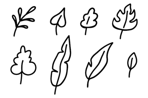 un dibujo de hojas y flores con un par de hojas