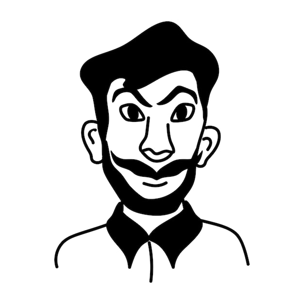 un dibujo de un hombre con barba y bigote