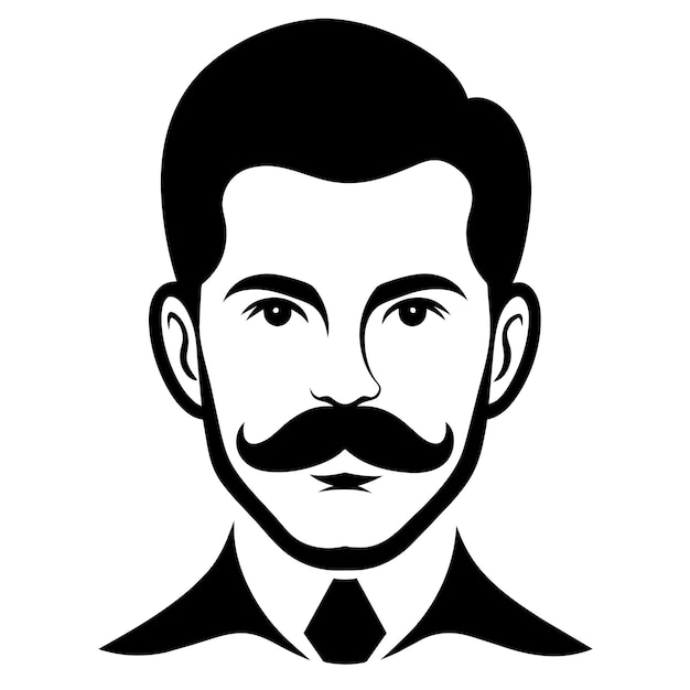 un dibujo de un hombre con bigote y bigote