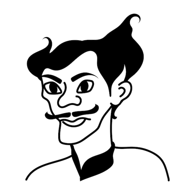 un dibujo de un hombre con bigote y bigote