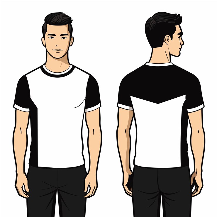 Vector un dibujo de un hombre con una camisa blanca que dice "está usando"