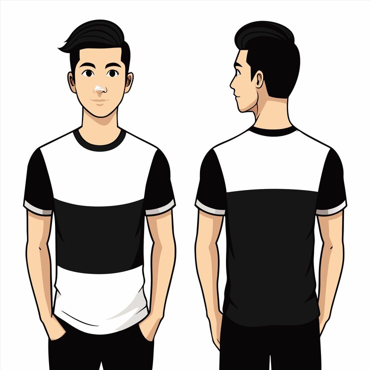 Vector un dibujo de un hombre con una camisa blanca que dice "está usando"