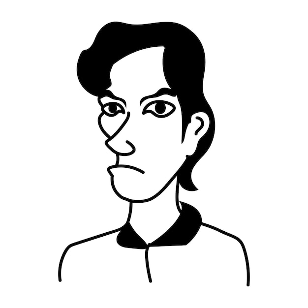 un dibujo de un hombre con una camisa negra que dice el nombre en él