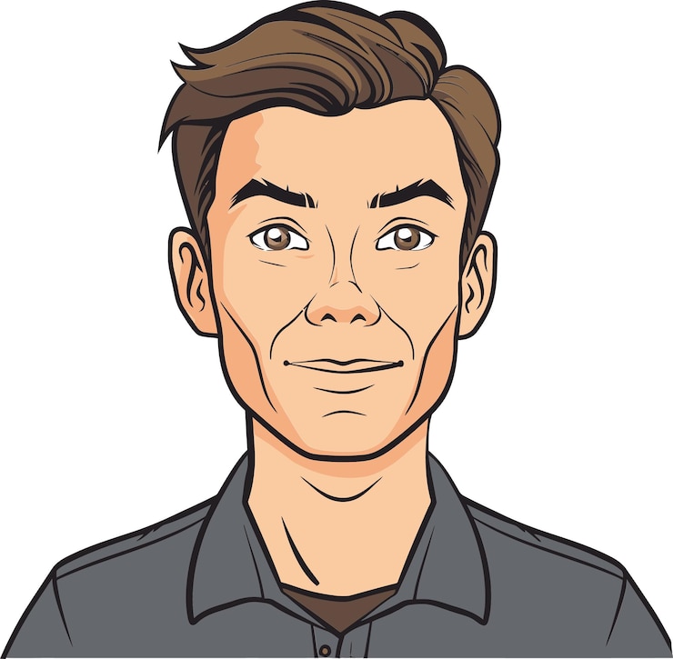 Vector un dibujo de un hombre con una camisa que dice el nombre del hombre