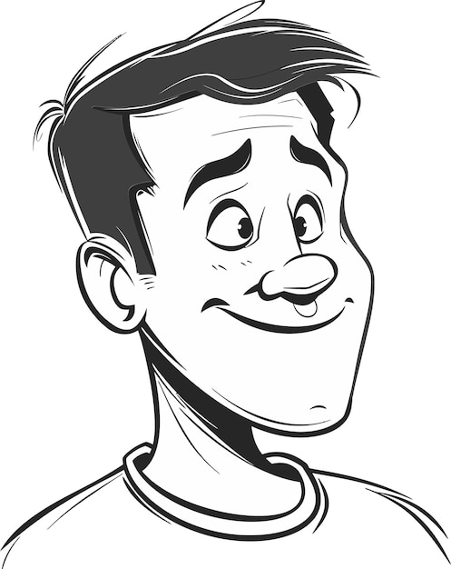 un dibujo de un hombre con una cara graciosa y una sonrisa en su cara