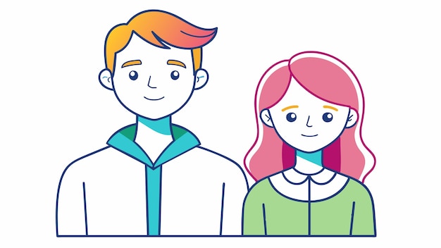 un dibujo de un hombre y una chica con una camisa verde